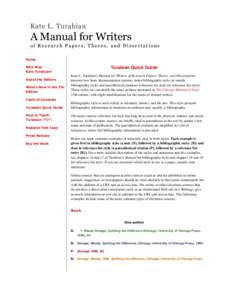 Kate L. Turabian  A Manual for Writers of Research Papers, Theses, and Dissertations Home
