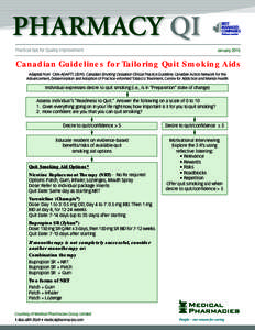 JanuaryCanadian Guidelines for Tailoring Quit Smoking Aids Adapted from CAN-ADAPTTCanadian Smoking Cessation Clinical Practice Guideline. Canadian Action Network for the Advancement, Dissemination and Ad