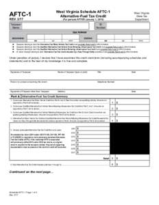 West Virginia Schedule AFTC-1 Alternative-Fuel Tax Credit AFTC-1 REV. 3/17
