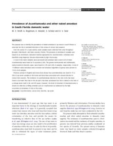 Q IWA Publishing 2008 Journal of Water and Health | 06.1 | Prevalence of Acanthamoeba and other naked amoebae in South Florida domestic water