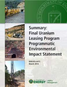 Summary: Final Uranium Leasing Program Programmatic Environmental Impact Statement: DOE/EIS-0472, March 2014