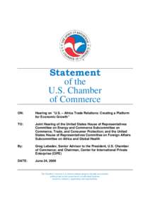 Statement of the U.S. Chamber of Commerce ON: