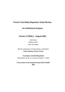 Safe Foods WP5 French Institutional Review