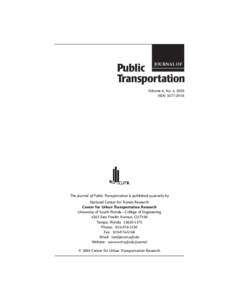 JOURNAL OF  Public Transportation Volume 6, No. 4, 2003 ISSN 1077-291X