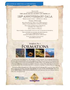 GSA ANNUAL MEETING & EXPOSITION  You are invited to an evening of celebration in honor of  T H E GEOLOGICA L SOCI ET Y OF A M E R ICA’S