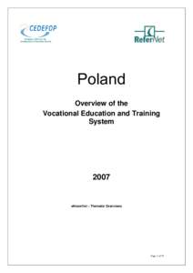 Poland Overview of the Vocational Education and Training System  2007