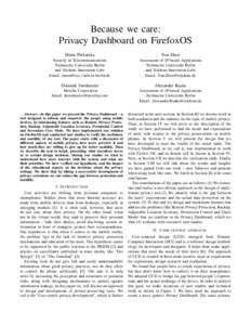 Because we care: Privacy Dashboard on FirefoxOS Marta Piekarska Yun Zhou