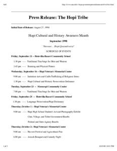 Add  http://www.nau.edu/~hcpo-p/current/pressreleases/archive/hist.html Press Release: The Hopi Tribe Initial Date of Release: August 27, 1998
