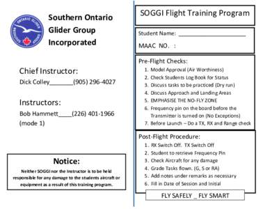Southern Ontario Glider Group Incorporated Chief Instructor: Dick Colley_______