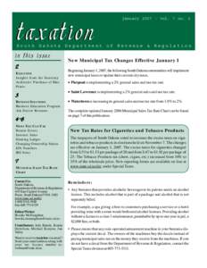 taxation  januaryvol. 7 no. 1 South Dakota Department of Revenue & Regulation
