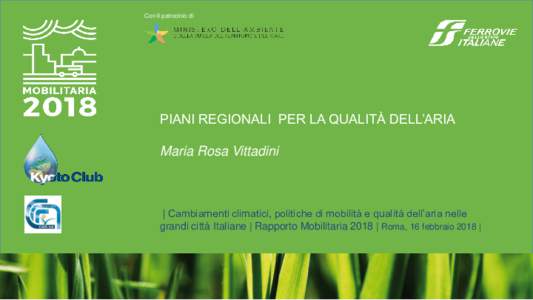 Con il patrocinio di  PIANI REGIONALI PER LA QUALITÀ DELL’ARIA Maria Rosa Vittadini