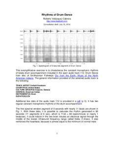 Rhythms of Drum Dance Roberto Velázquez Cabrera http://www.tlapitzalli.com/ Consultation draft. July 15, 2014  Fig. 1. Spectrogram of 6 seconds segment of Drum Dance