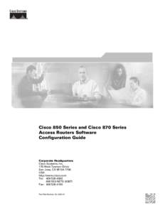 Cisco 850 and Cisco 870 Series Access Routers Software Configuration Guide (Whole-Book PDF)