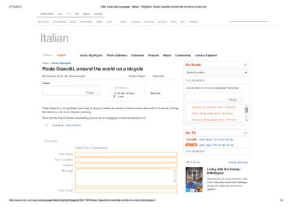 SBS Audio and Language : Italian : Highlight: Paola­Gianotti­around­the­world­on­a­bicycle LANGUAGES  SBS HOME