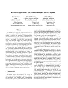A Generic Application-Level Protocol Analyzer and its Language Nikita Borisov UIUC   David J. Brumley