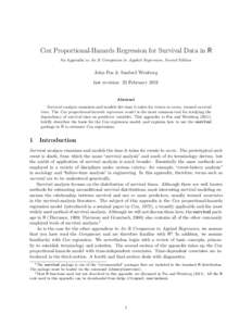 Cox Proportional-Hazards Regression for Survival Data in R An Appendix to An R Companion to Applied Regression, Second Edition John Fox & Sanford Weisberg last revision: 23 February 2011
