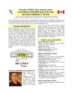 Microsoft Word - Canadian da Vinci Project Team Summary Aug 19 V6.0.doc