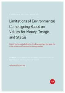 COMMON CAUSE BRIEFING — AUGUST[removed]Limitations of Environmental Campaigning Based on Values for Money, Image, and Status