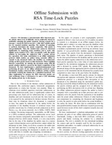 Offline Submission with RSA Time-Lock Puzzles Yves Igor Jerschow Martin Mauve