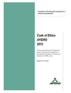 Association of Pharmaceutical Laboratories for Research and Development Code of Ethics AFIDRO 2015