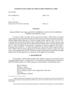 UNITED STATES COURT OF APPEALS FOR VETERANS CLAIMS NOWILLIAM RICKETT, APPELLANT,