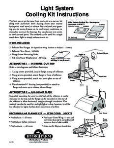 Light System Cooling Kit Instructions The best way to get the most from your unit is to use our kit along with aluminum dryer ducting (from your nearest hydroponic retail store) to exhaust heat and cool your growing area