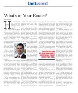 lastword  What’s in Your Router? By Joe Saluzzi  H