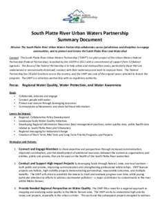 South Platte River Urban Waters Partnership Summary Document