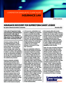 LOWENSTEIN SANDLER PC CLIENT ALERT  INSURANCE LAW ATTORNEY ADVERTISING  INSURANCE RECOVERY FOR SUPERSTORM SANDY LOSSES
