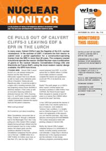 OKTOBER 29, 2010 | NoCE PULLS OUT OF CALVERT CLIFFS-3 LEAVING EDF & EPR IN THE LURCH In many ways, Calvert Cliffs-3 was the flagship of the U.S. nuclear