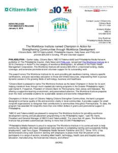 Contact: Lauren DiGeronimo Citizens BankNEWS RELEASE FOR IMMEDIATE RELEASE