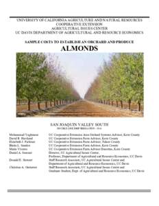 2016 Sample Costs to Establish and Orchard and Produce Almonds, San Joaquin Valley South, Double Drip Irrigration