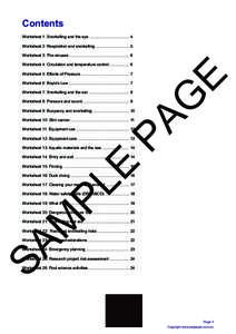 Contents Worksheet 1: Snorkelling and the eye .................................... 4 Worksheet 2: Respiration and snorkelling ............................... 5 Worksheet 3: The sinuses ...................................