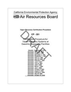 Vapor Recovery Certification Procedure  D CP - 201