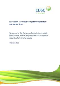 Safety / Prevention / European Union / Security / Disaster preparedness / Humanitarian aid / Occupational safety and health / European Network of Transmission System Operators for Electricity / Emergency management / Smart grid / Energy policy of the European Union / Preparedness