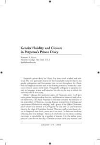 Gender Fluidity and Closure in Perpetua’s Prison Diary Barbara K. Gold Hamilton College, New York, U.S.A. 