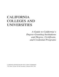 California Postsecondary Education Commission -- California Colleges and Universities, 2006, Report 06-14