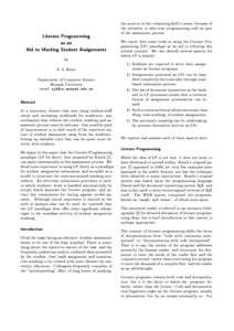 Literate Programming as an Aid to Marking Student Assignments by A. J. Hurst Department of Computer Science