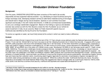 Hindustan Unilever Foundation Background: Over the years, HINDUSTAN UNILEVER has been conscious of the need to be socially responsible and has supported national priorities – e.g. developing an export business during t