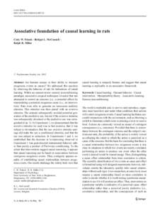 Learn Behav DOIs13420Associative foundation of causal learning in rats Cody W. Polack & Bridget L. McConnell & Ralph R. Miller