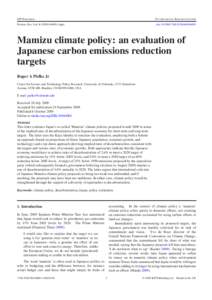 Mamizu climate policy: an evaluation of Japanese carbon emissions reduction targets