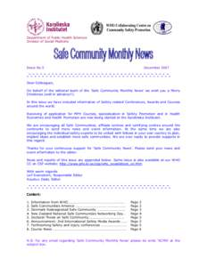 Department of Public Health Sciences Division of Social Medicine Issue No.5  December 2007