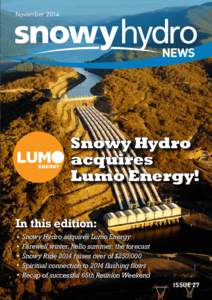 November[removed]Snowy Hydro acquires Lumo Energy! In this edition: