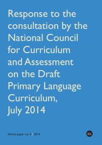 Response to the consultation by the National Council for Curriculum and Assessment on the Draft