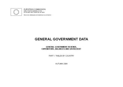 General government data. General government revenue, expenditure, balances and gross debt. Part I