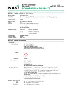SAFETY DATA SHEET Name of Product: Product #: I000050 Revision Date: August 14, 2015