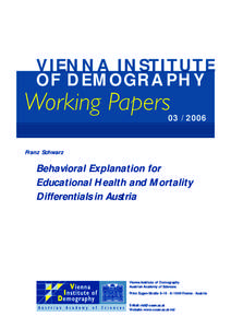 VIENNA INSTITUTE OF DEMOGRAPHY Working Papers