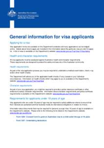 General information for visa applicants – Version Feb 2017