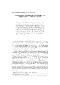 Revista Matem´ atica Complutense 25, [removed]), [removed]A GENERALIZATION OF PUISEUX’S THEOREM AND LIFTING CURVES OVER INVARIANTS MARK LOSIK, PETER W. MICHOR, AND ARMIN RAINER