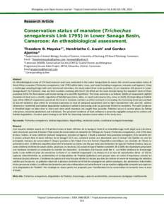 Mongabay.com Open Access Journal - Tropical Conservation Science Vol.6 (4):, 2013  Research Article Conservation status of manatee (Trichechus senegalensis Linkin Lower Sanaga Basin,